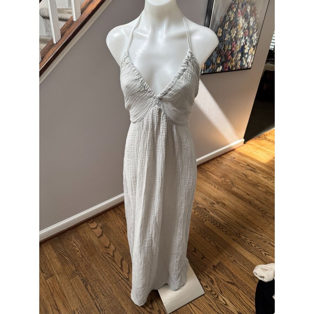 NWT Michael Stars Jessa Maxi Dress Double Gauze Cement Grey Size Small - Picture 3 of 5